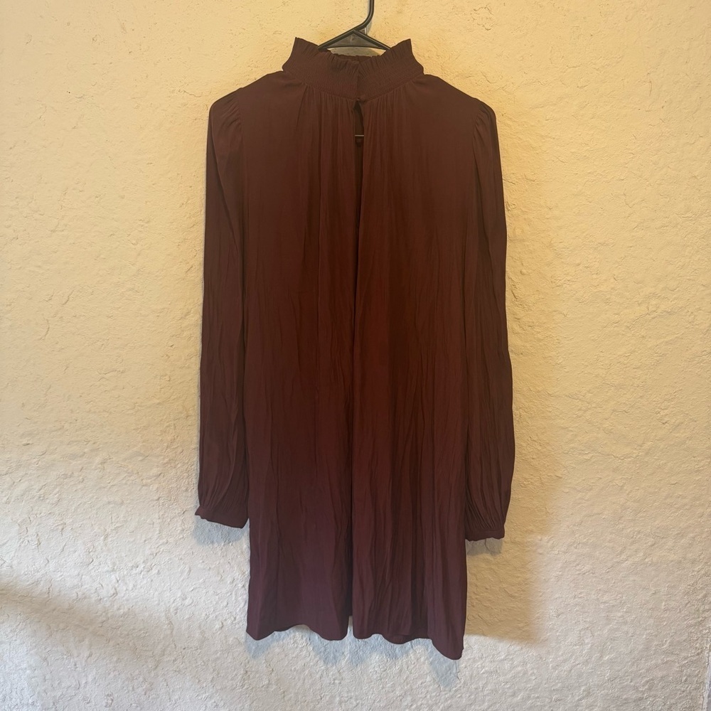 Aritzia Wilfred Garlyn Highneck Dress Burgundy Long Sleeve XS